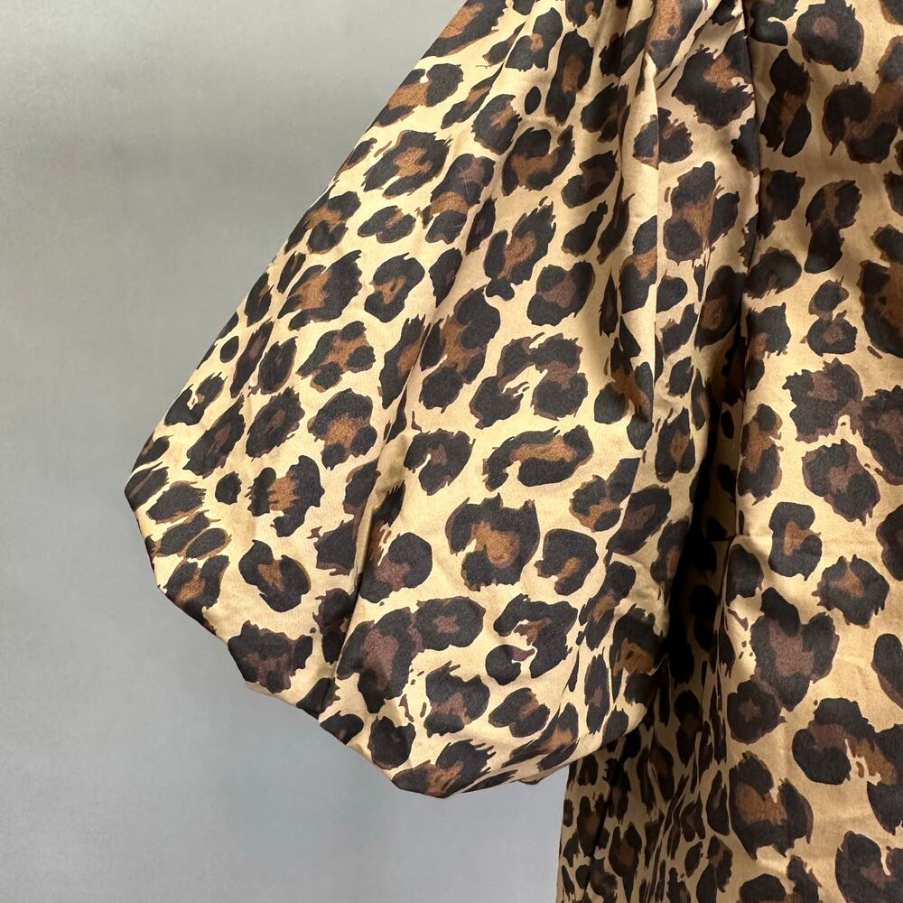 Abercrombie & Fitch Short-Sleeve Tie-Front Top Leopard Print Size Large NWT - Picture 4 of 16